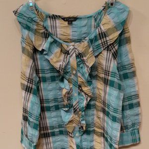 Plaid long sleeve blouse